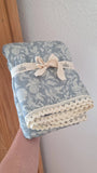 Della Blue Floral QUILTED 6 Layer Gauze Blanket