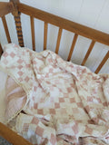 Pink Bows and Gingham QUILTED 6 Layer Gauze Blanke