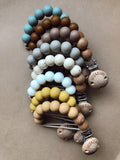 Wood and silicone pacifier clips- Clyde