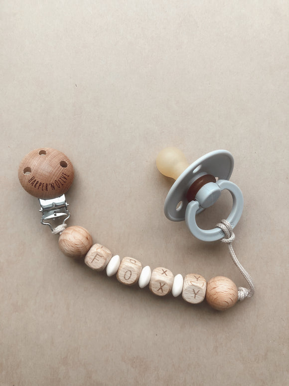 Personalized Wood Pacifier Clip- Foxy