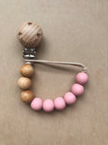 Wood and silicone pacifier clips- Clyde