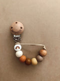 Wood and Silicone Pacifier Clip Mini- Rebecca