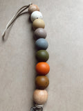 Rainbow Neutral - Silicone and wood pacifier clip