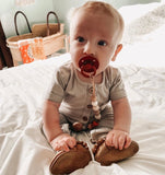 Rainbow Neutral - Silicone and wood pacifier clip