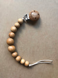 Wood Pacifier Clip- Mia