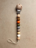 Rainbow Neutral - Silicone and wood pacifier clip