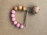 Wood and silicone pacifier clips- Clyde