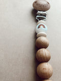 Wood and Silicone Pacifier Clip Mini- Rainbow