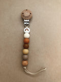 Wood and Silicone Pacifier Clip Mini- Rebecca