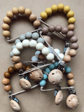 Wood and silicone pacifier clips- Clyde