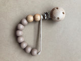 Wood and silicone pacifier clips- Clyde