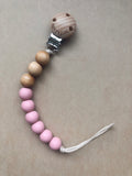 Wood and silicone pacifier clips- Clyde