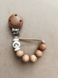 Wood and Silicone Pacifier Clip Mini- Rainbow