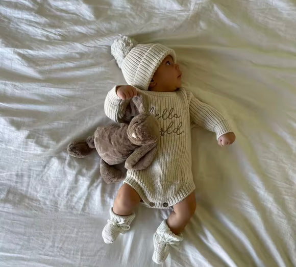 Hello world romper and beanie