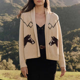 Lily Clothing - Fashionable retro art lapel knitted cardigan: NAVY / (M) 1