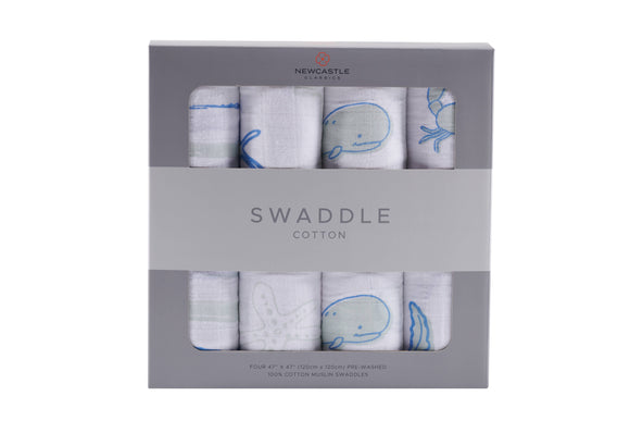 Newcastle Classics - Ocean Friends Swaddle 4-Pack: Ocean Friends 4-Pack Swaddle