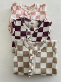 SIIX Collection - Tiramisu Checkerboard / Organic Frill Zip Footie