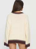 Lily Clothing - Loose round-neck long-sleeved knitted sweater: BEIGE / (M) 1