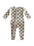 SIIX Collection - Tiramisu Checkerboard / Organic Frill Zip Footie