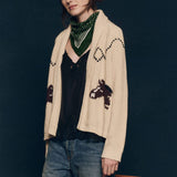 Lily Clothing - Fashionable retro art lapel knitted cardigan: NAVY / (M) 1