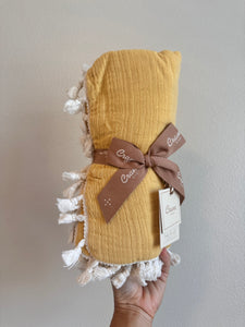 Crane Baby - 6 Layer Muslin Blanket Ochre