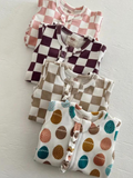 SIIX Collection - Tiramisu Checkerboard / Organic Frill Zip Footie