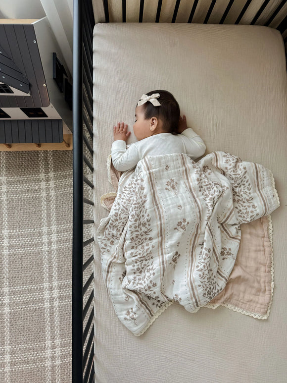 Lettie Floral QUILTED 6 Layer Gauze Blanket