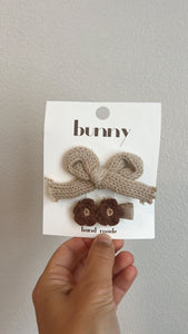 Knitted Bow Clip Set
