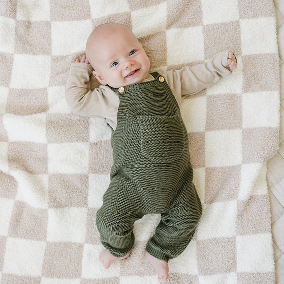 OLIVE KNIT OVERALLS