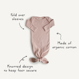 Ribbed Knotted Baby Gown + Beanie Set-Ivory