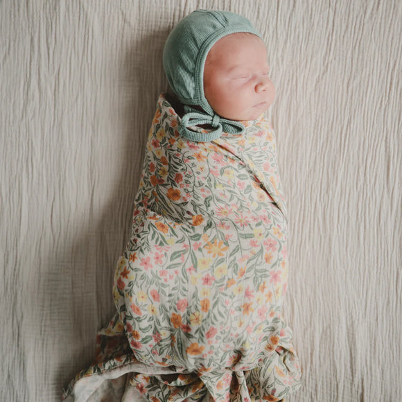 Organic Cotton Muslin Swaddle Blanket- Blooms