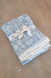 Della Blue Floral QUILTED 6 Layer Gauze Blanket