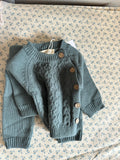 OLIVE & CRADLE - Sasha Cotton Knit 2pc Shirt and pants Baby Outfit Set: Juniper Berry