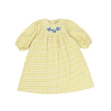 ONE CHILD YELLOW CHECKED FLOWER DRESS