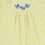 ONE CHILD YELLOW CHECKED FLOWER DRESS