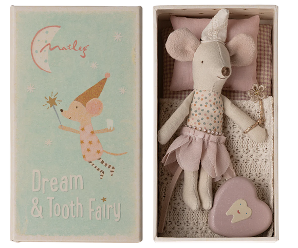 Maileg Tooth fairy mouse, Little sister in matchbox