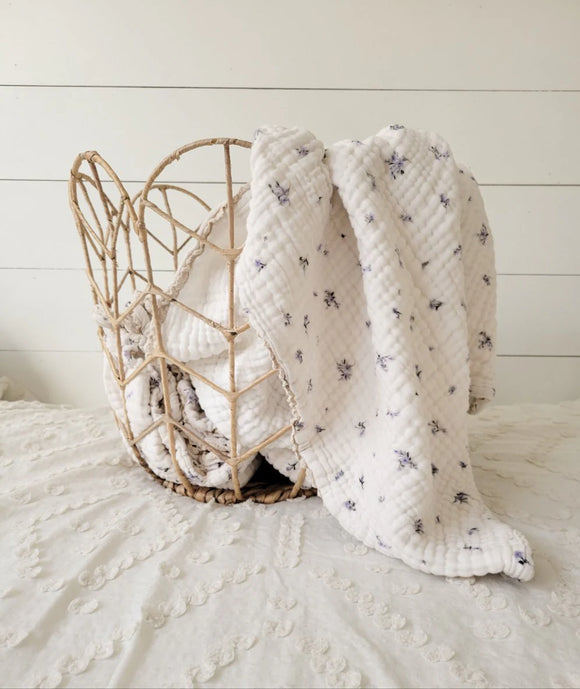 Lottie Vintage Floral QUILTED 6 Layer Gauze Blanket
