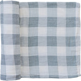 Coastal Plaid Muslin Swaddle Blanket