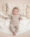 Sasha Cotton Knit 2pc Shirt and pants Baby Outfit Set: Beige