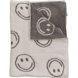 Charcoal Smiley Taupe Plush Blanket