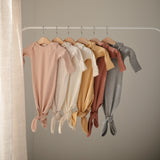 Ribbed Knotted Baby Gown + Beanie Set