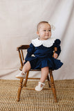 Navy Peter Pan Collar Pleated Skirt Set