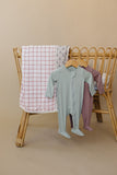 Country Garden Floral + Pink Gingham Lace Muslin Quilt