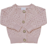 Pink Pointelle Button Down Cardigan