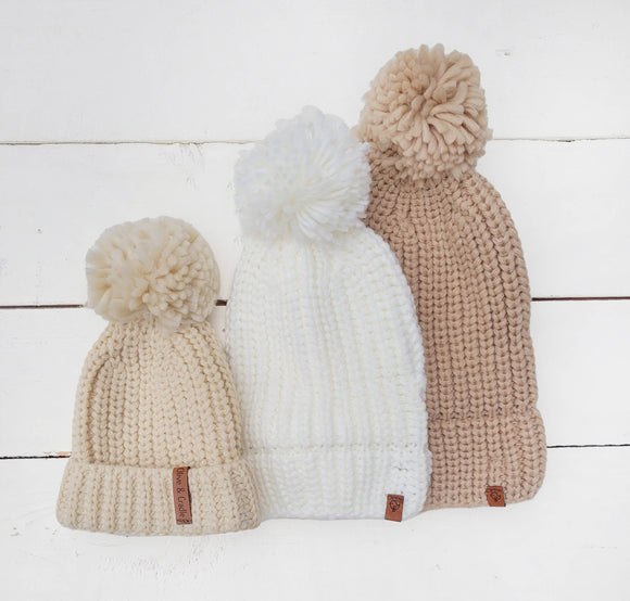 Mali Wear - baby beanie knit hat with pom