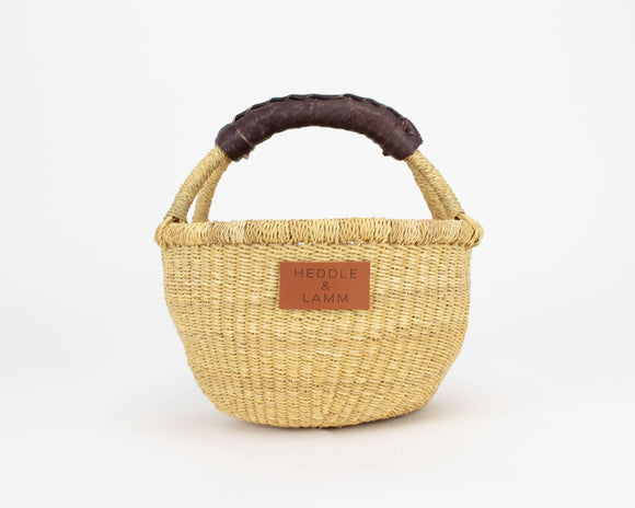 Heddle & Lamm - Kandiga Mini Bolga Basket - Dark Brown Handle