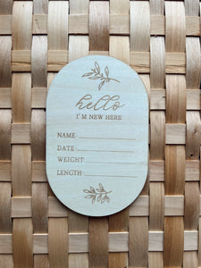 Birth Announcement Wood Stat Plaque- Hello