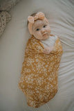 Muslin Swaddle, Whimsy Floral Mustard