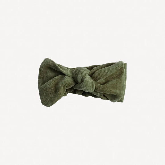 velour bow headband | burnt olive | organic cotton velour - S