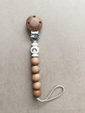 Wood and Silicone Pacifier Clip Mini- Rainbow